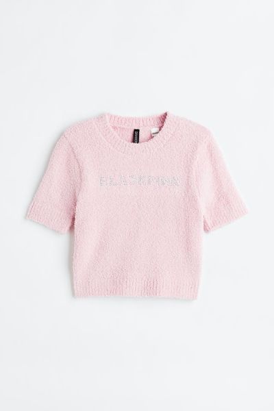 Жіночий в'язаний кроп-топ H&M (10160) S Рожевий 10160 фото