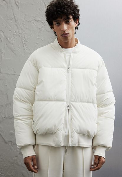 Чоловіча стьобана куртка бомбер Loose Fit H&M (58581) S Біла 58581_с фото