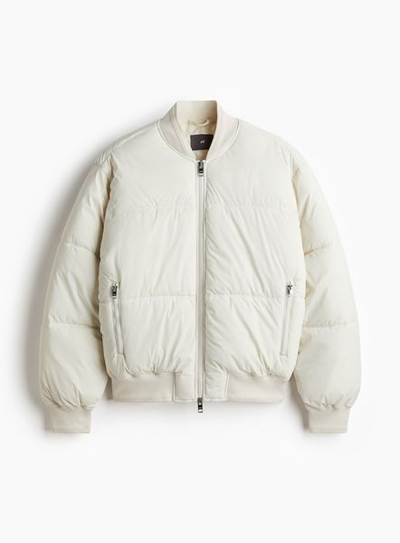 Чоловіча стьобана куртка бомбер Loose Fit H&M (58581) S Біла 58581_с фото