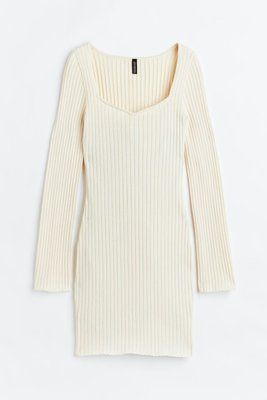 Жіноча облягаюча сукня в рубчик H&M (10032) S Біла 10032 фото