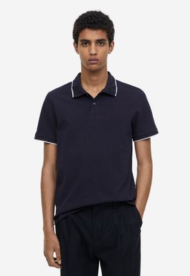 Чоловіча бавовняна футболка Polo H&M (56927) XL Темно-синя  56927_xl фото