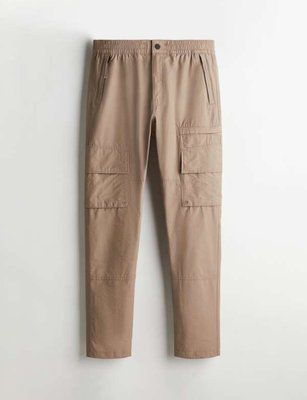Мужские брюки карго Regular Fit Elastic waist H&M (58336) S Бежевые 58336 фото