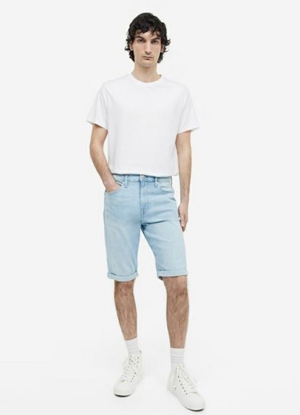 Мужские джинсовые шорты Slim fit H&M (55983) W36 Голубые 55983 фото