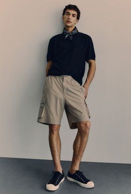Чоловічі нейлонові шорти карго Regular Fit H&M (56912) L Світло-бежеві 56912_ фото