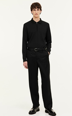 Чоловіча сорочка поло з довгими рукавами Slim Fit H&M (56550) M Чорна 56550_ фото