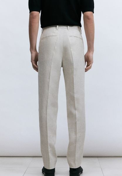 Чоловічі  лляні штани Slim fit Н&М (58228) L Світло-бежеві 58228_54 фото