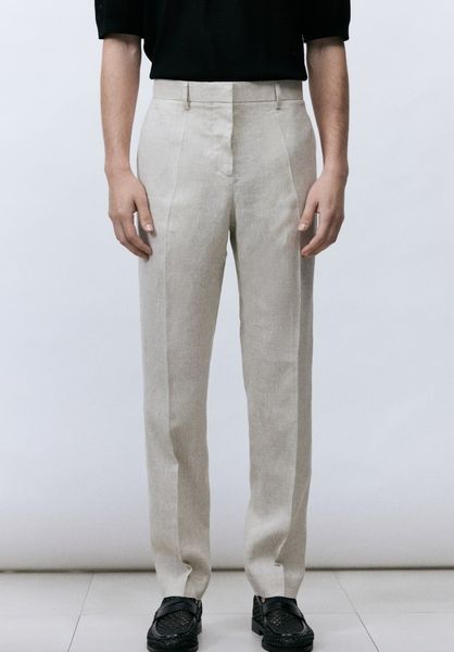 Чоловічі  лляні штани Slim fit Н&М (58228) L Світло-бежеві 58228_54 фото