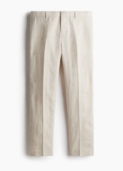 Чоловічі  лляні штани Slim fit Н&М (58228) L Світло-бежеві 58228_54 фото