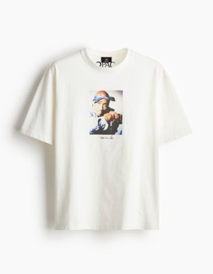Чоловіча футболка вільного крою з принтом Н&М (56929) XL Біла 56929_xl фото