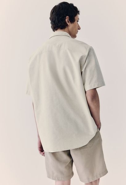 Мужская оксфордская рубашка Regular Fit Н&М (57381) M Светло-бежевая 57381_ фото