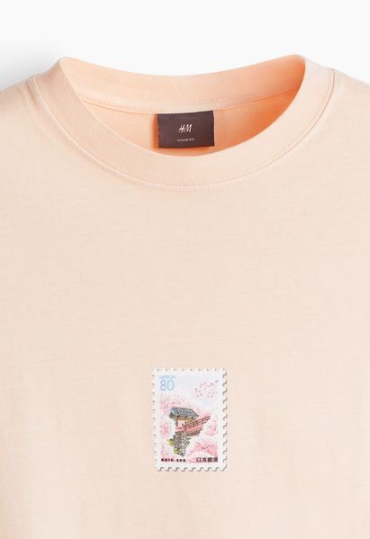 Чоловіча футболка з принтом Loose Fit Н&М (58394) S Рожева 58394 фото