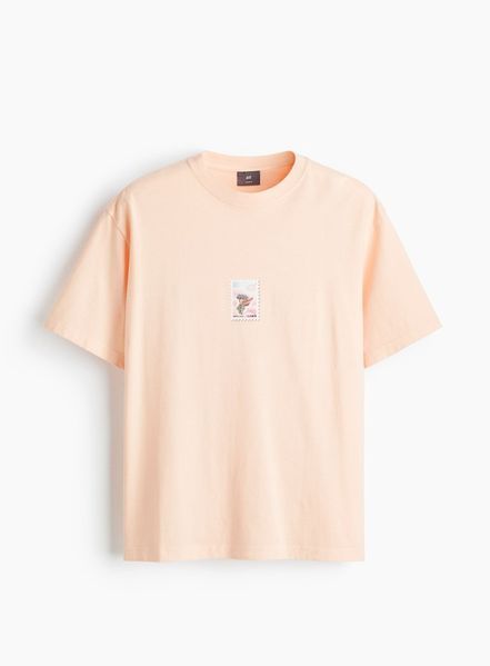 Чоловіча футболка з принтом Loose Fit Н&М (58394) S Рожева 58394 фото