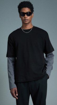 Чоловіча футболка Loose Fit H&M (58065) S Чорна 58065 фото