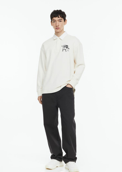 Чоловіче поло Relaxed Fit Н&М (55663) XL Біле 55663 фото