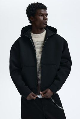 Чоловіче худі на блискавці вільного крою H&M (58576) S Чорне 58756 фото