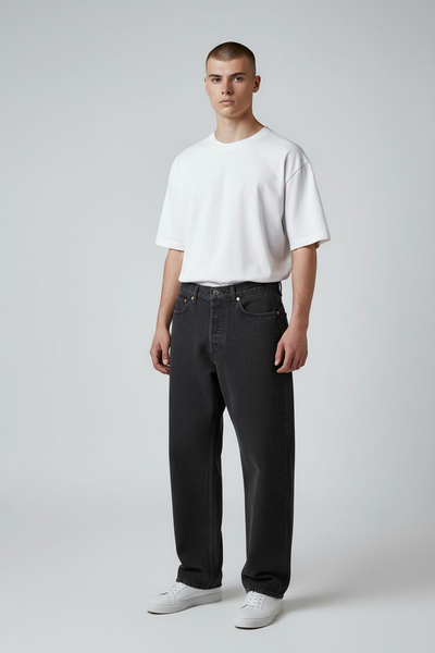 Мужские джинсы прямого кроя Relaxed Straight Leg H&M (58609) W33 L32 Черные 58609_ фото