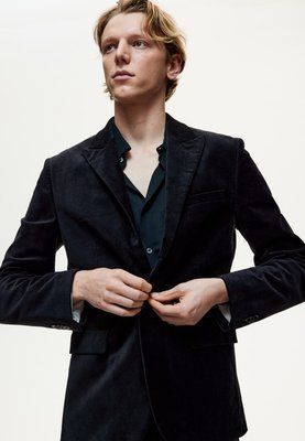 Чоловічий оксамитовий піджак Slim Fit (58182) S Темно-синій 58182 фото
