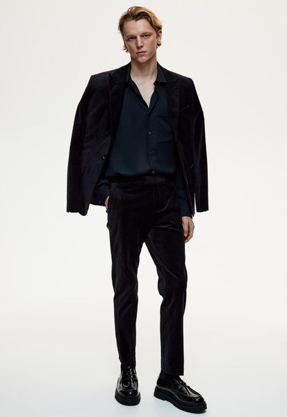 Чоловічий оксамитовий піджак Slim Fit (58182) S Темно-синій 58182 фото