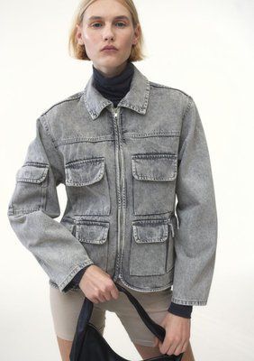 Жіноча універсальна джинсова куртка Н&М (57306) XS Сіра 57306 фото