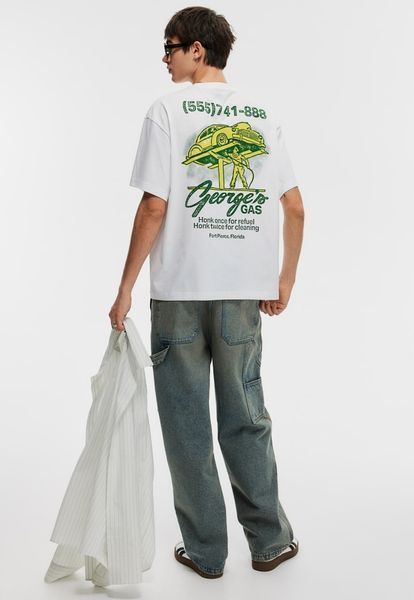 Мужская футболка с принтом Loose Fit H&M (58067) S Белая 58067-s фото
