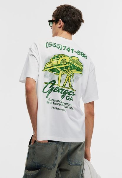 Мужская футболка с принтом Loose Fit H&M (58067) S Белая 58067-s фото