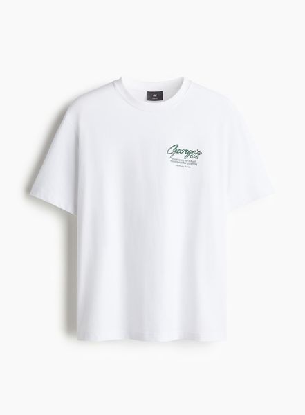 Мужская футболка с принтом Loose Fit H&M (58067) S Белая 58067-s фото